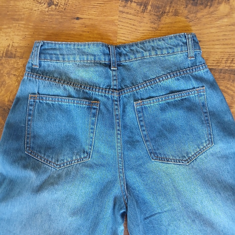 Easel Los Angeles Pieced Bandana Patchwork Fabric Flared Jeans Size S - Picture 15 of 16